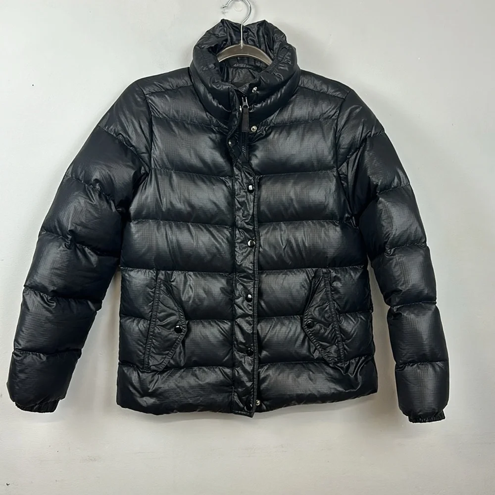 J. Crew Women's Shiny Black Down Filled Puffer Jacket. Style #B1186 Sz S